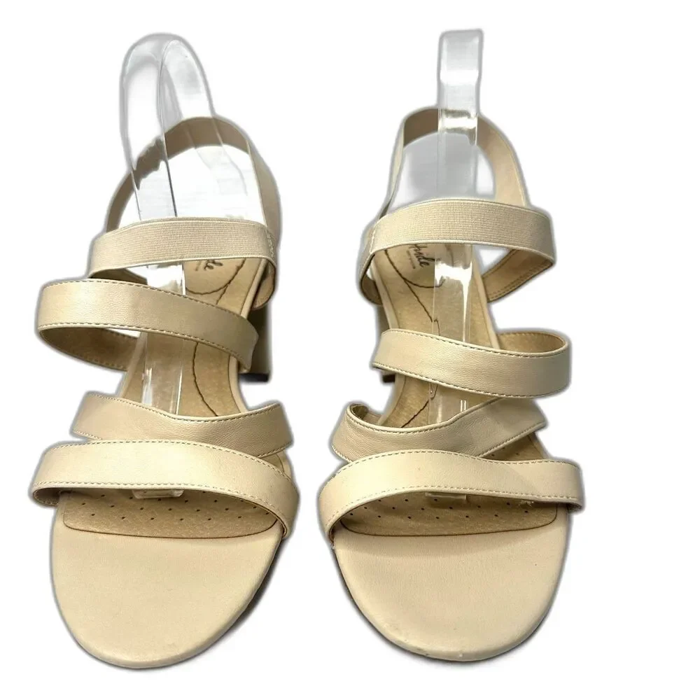 LifeStride Block Heel Sandals 13 Strappy Comfort Dressy Wedding Cream Artist